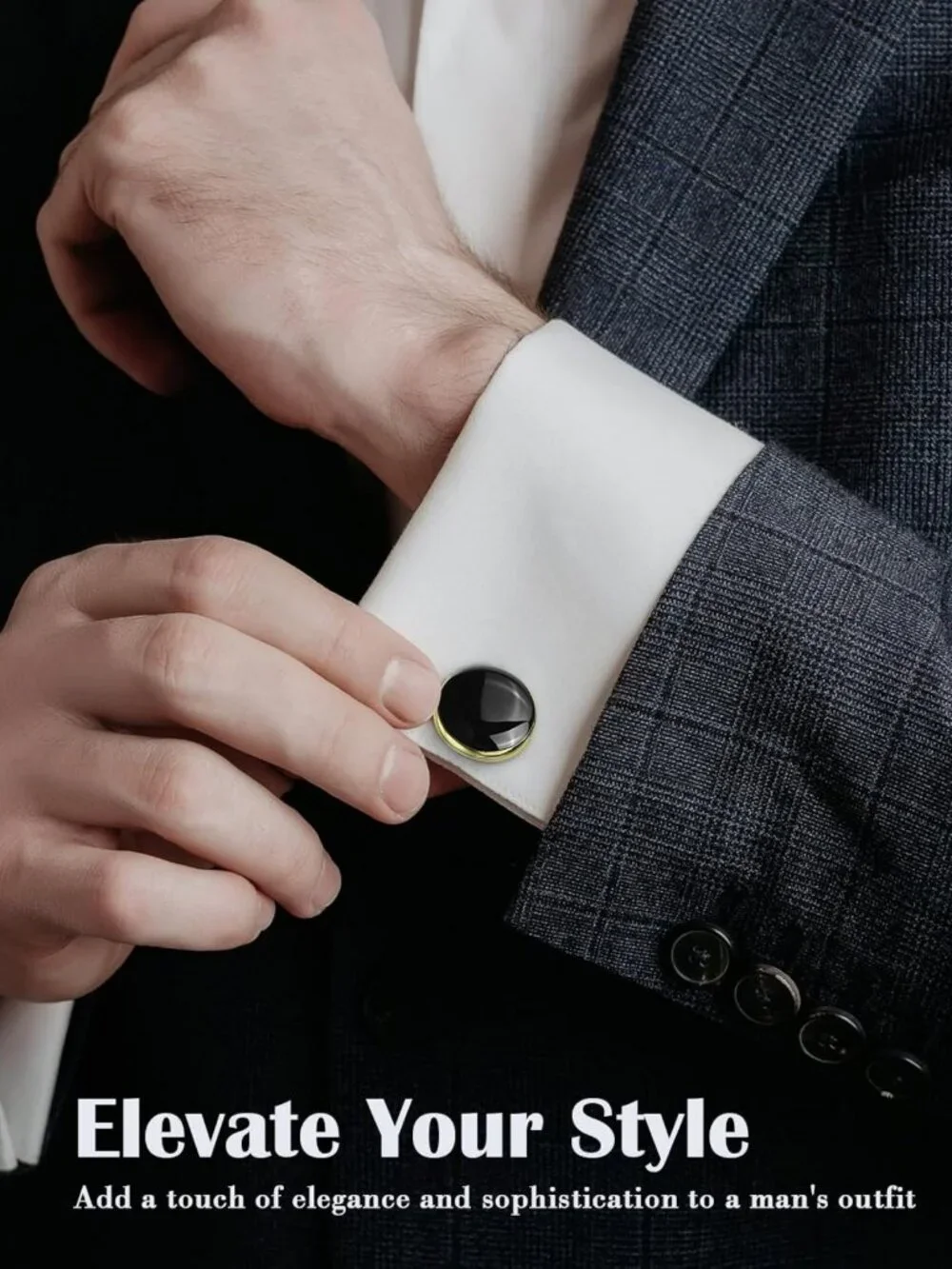 Classic Men's Tuxedo Cufflinks and Studs Set - Elegant Formal Accessories